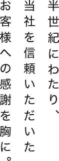 半世紀にわたり、当社を信頼いただいたお客様への感謝を胸に。
